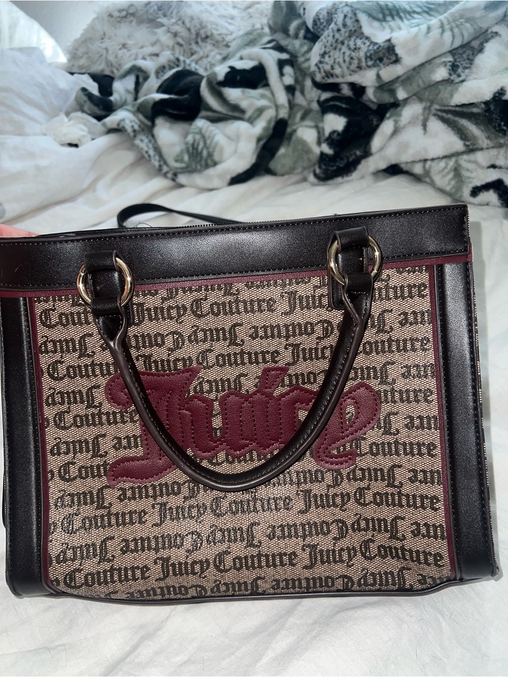 Juicy Couture Brown and Burgundy Signature Satchel